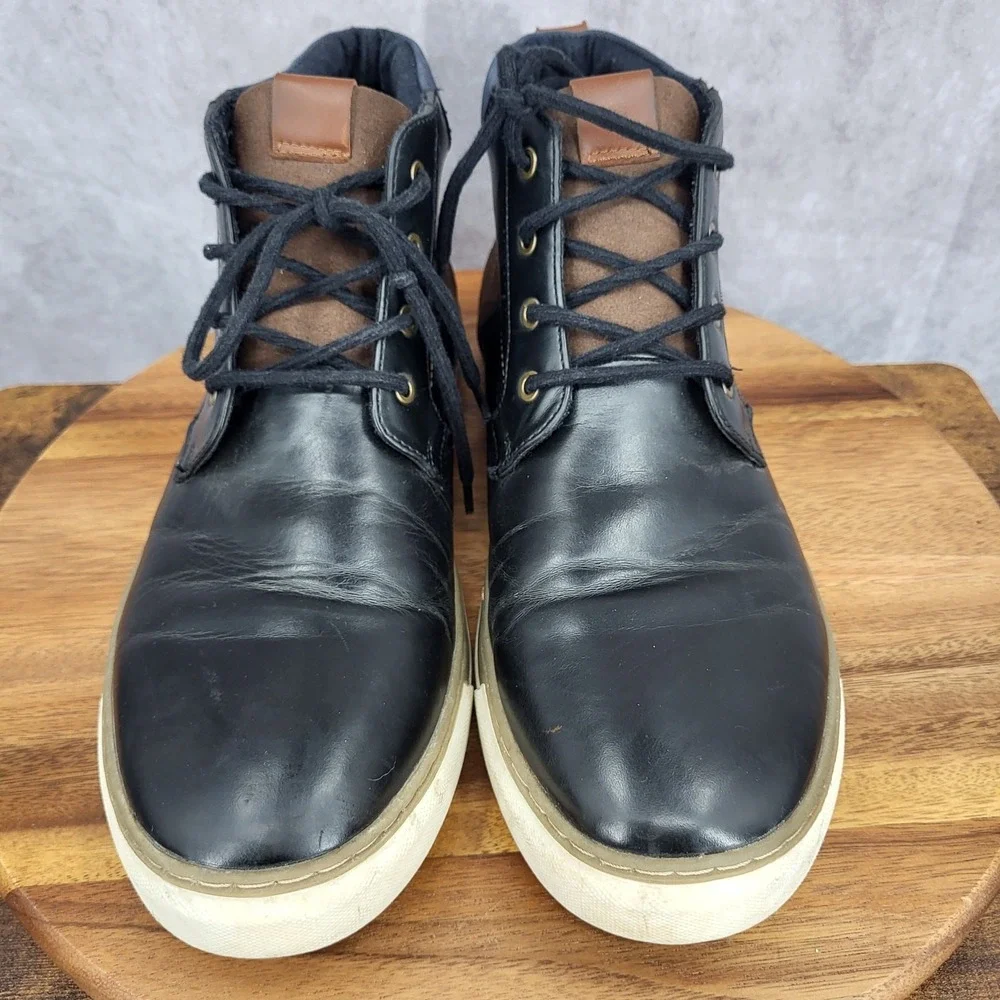 Sonoma Chukka Boots Mens 13 Black Faux Leather Vitalize‎ Ortholite Comfort
